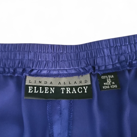 Ellen Tracy 100% Silk Royal Blue Pants Plus Sz 24 Vintage Luxe Holiday Lounge - Picture 6 of 15